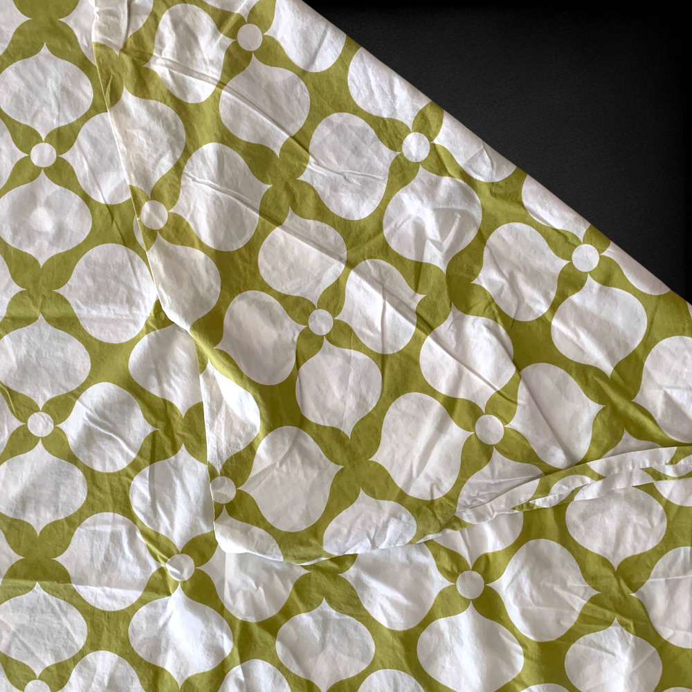 Vtg Y2K Jonathan Adler King Duvet Cover Set 2 Euro Shams Green White Geometric - Picture 4 of 11